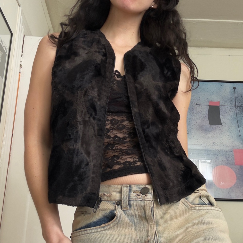 Vintage black fur vest